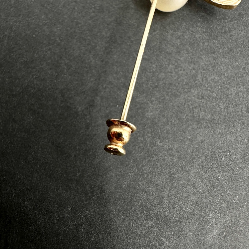 Vintage Bee Fly Bug Insect Stick Hat Lapel Pin Gold Tone Rhinestone Faux Pearl - Picture 11 of 16